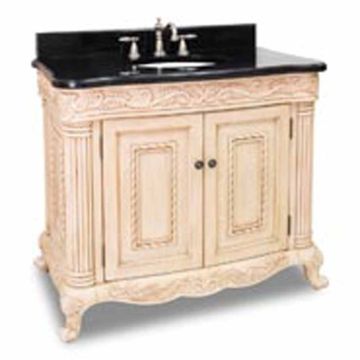 Antique White Ornate Vanity - 39" Wide