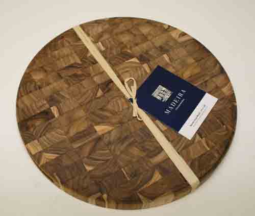 Madeeira Model 1032 Round Chopping Block - Teak 14x1.25 End Grain
