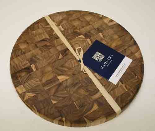 Madeeira Model 1032 Round Chopping Block - Teak 14x1.25 End Grain